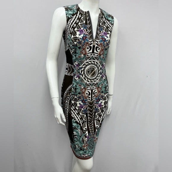 Versace Collection Dress Printed With Medusa Head Brown Green Sexy - Picture 1 of 13